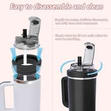 40oz Tumbler Lid Replacement Leak-Proof, Spill-Proof With Dust Cover, Compatible With 40oz, Reusable Lid & Daily Use (Cream 40 Oz Cup Lid) - 黑色 40 盎司杯蓋 - 查看 3