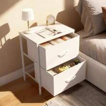 Bedside Table White Board Side Tables Storage Small Narrow Desk Chest Of Drawers Nightstand With 2 Drawer Bedroom Living Room Home Furniture Lamp Stand Nightstand Cabinet In 53cm Height - như hình ảnh - Xem 2