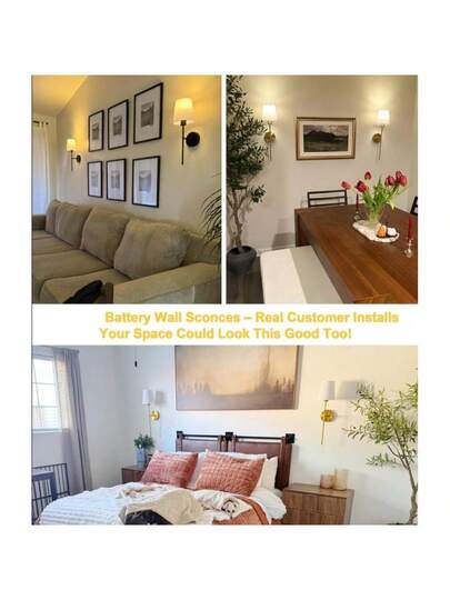 Moderne Fabric Battery Powered Wand Lamps, Rechargeable LED Verlichting Kit, Wireless Dimmable Bulb, Temperatures 12 RGB s, Remote Control, Black/Gold/Rose Goud Options, Living Room, Bedroom, Hallway, Entrance, Stairs, Office view 6