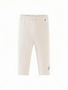 mini bala 女婴保暖打底裤，2025年冬季款，柔软弹力，舒适贴身 - 淺卡其 - 查看 4