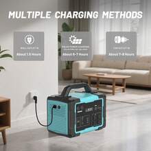 1800W Portable Power Station , 1024Wh LiFePO4 Battery, 1.2H Fast Charging, UPS Function, 4x1800W AC/100W USB-C Output Use As A Solar Generator For Home Backup Power, Camping & RVs,7 Colors To Choose From - View 6