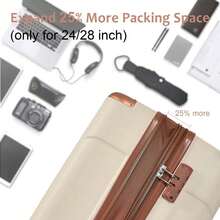 MERAX Hardshell Luggage Spinner Suitcase With TSA Lock Lightweight Expandable 24'' (Single Luggage) - 棕白色 - 查看 8