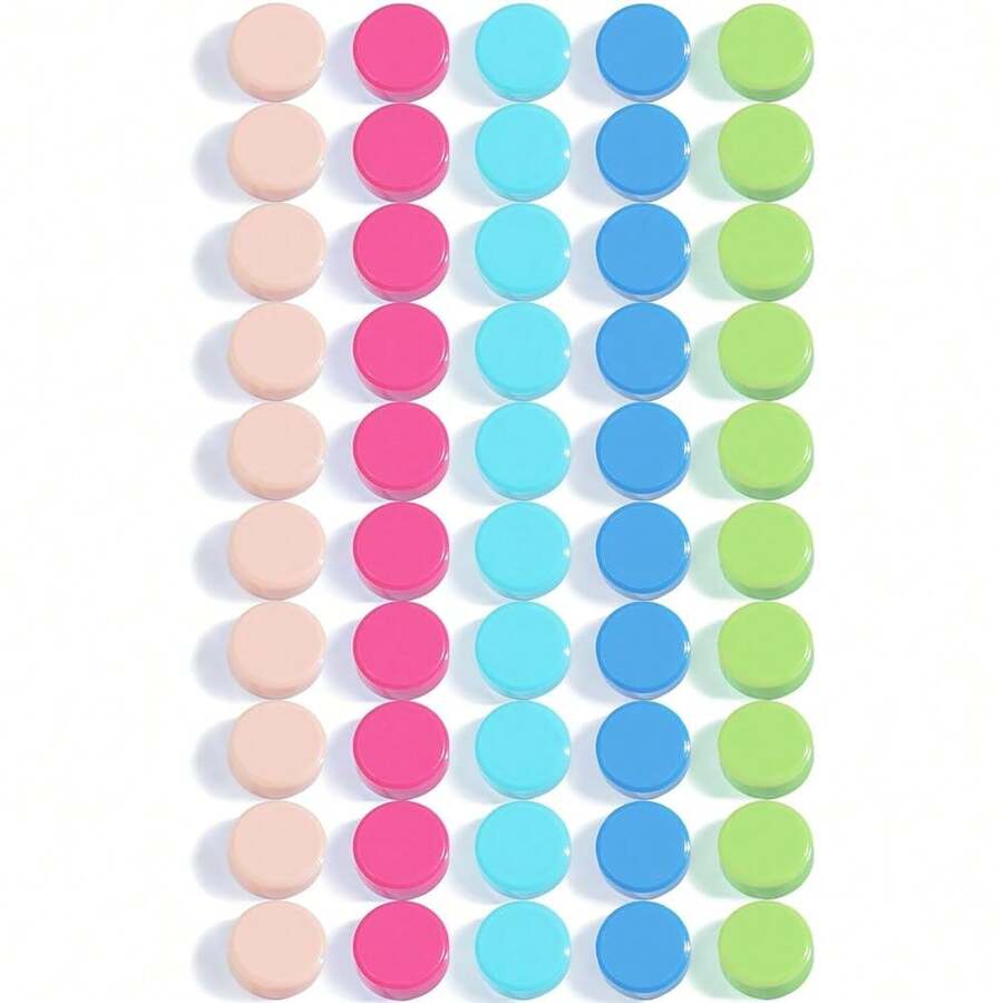 Fridge Magnets, 50 Pack Strong Refrigerator Magnets - Heavy Duty Small Round Magnets For Whiteboard Office Home, Cute Mini Magnet With 5 Colors For Locker Classroom Organization,M-50PCS - M-50PCS - 查看 1