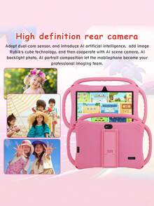 Qetupa 3pcs 7-Inch Kids Tablet, 32GB ROM, 3GB RAM, Android 13.0, 2.4G WiFi, GMS, Eye Protection, Camera, Parental Control, Pre-Installed Apps, Educational Games, Rechargeable Battery, Fun Design, Plastic Shell (Adapter Not Included) - Pink - View 3