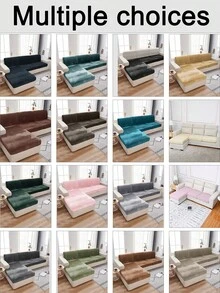 1 pieza Funda de cojín de sofá de peluche de zorro plateado gris oscuro, minimalista clásica, funda protectora decorativa a prueba de polvo de unicolor y elástica, adecuada para hotel, dormitorio, decoración de sala de estar, decoración de habitación, negro, gris claro, caqui, decoración de otoño, decoración de habitación, vuelta al colegio, útiles escolares