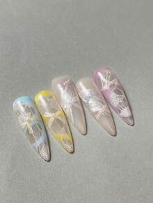 1片5D立体蝴蝶美甲贴纸，彩色3D自粘DIY美甲贴花 - 美甲用品及配件，适合女孩和女士 - 适合秋冬季圣诞节美甲，居家美甲沙龙美甲 - 彩色 - 查看 5