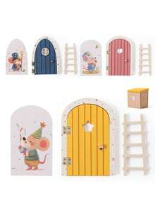 梦幻仙女老鼠城堡大门装饰摆件，生日礼物，可爱动物娃娃屋装饰，童话大门，感恩节圣诞节礼物，牙仙许愿门