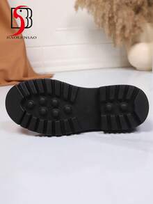 New Women Loafers Low Heel Leather Slip-On Shoes With Buckle Strap, Punk Style For Office, Casual, Fashion, Retro, Thick Sole, Slip-On, Suitable For Leisure, Office, School, Party, Street Wear - Black - View 8