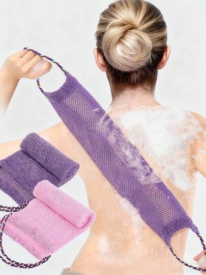Mesh Exfoliating Back Long Net Bath Scrub Towel Set,Bath Net, Soap Storage Net,Double-Sided For Gentle,Rough Exfoliation, Effective Body Scrub, Back Scrubber For Shower Use,Premium Mesh Material, Convenient Strap Towel Design, Body Sponge For Smooth Skin,Great For Daily Use,Suitable For Home, Travel, Campus, Men, Women, Holiday Gifts, New Year Gifts, Small Party Gift Exchanges