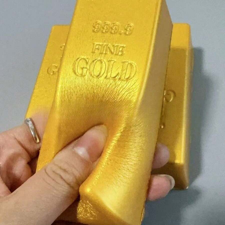 Slow Rebound Pu Slow Rebound Gold Brick Squeeze Toy, Realistic Gold Ingot & Gold Bullion Toy, Perfect Gift, Birthday Gift - Multicolor - View 1