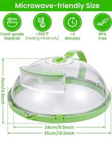 微波炉食物盖，微波炉防溅蒸盖，带把手升级版微波炉食物盖，透明餐盘盖，防溅罩，炊具盖，必备厨房工具 - 彩色 - 查看 4