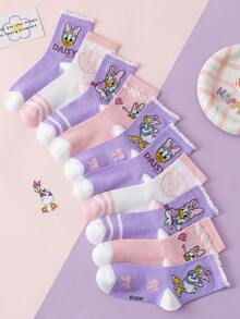 Disney 10/5 双装雏菊蕾丝边饰袜子系列，可爱公主款，，，黛西鸭中筒袜（女童款），透气卡通袜（男童款），儿童短袜，袜子 - 彩色 - 查看 15