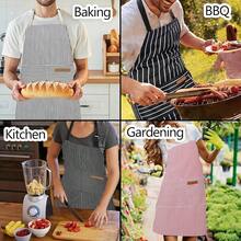 Apron Home Kitchen CooFKing BaFKing Gardening For Women Men,DaBlack/BrownStripesApron - 黑色/棕色條紋圍裙 - 查看 7
