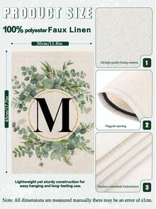 1 Piece/Linen Letter Flower Garden Flag 12x18 Inches Double-Sided Family Surname Letter Courtyard Flag, Suitable; Birthday, Theme Party Outdoor Garden Decoration, Autumn Garden Flag, Halloween Garden Flag, Christmas Garden Flag, Autumn, Halloween, Christmas Decoration - 彩色 - 查看 3