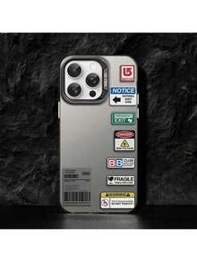 Funda de teléfono con patrón minimalista y etiqueta, adecuada para 16ProMax 16Pro 16Plus 16 15ProMax 15Pro 15Plus 15 14ProMax 14Pro 14Plus 14 13ProMax 13Pro 13 12ProMax 12 Pro 12 11ProMax 11Pro 11.Elegante funda resistente a impactos - Multicolor - Ver 1