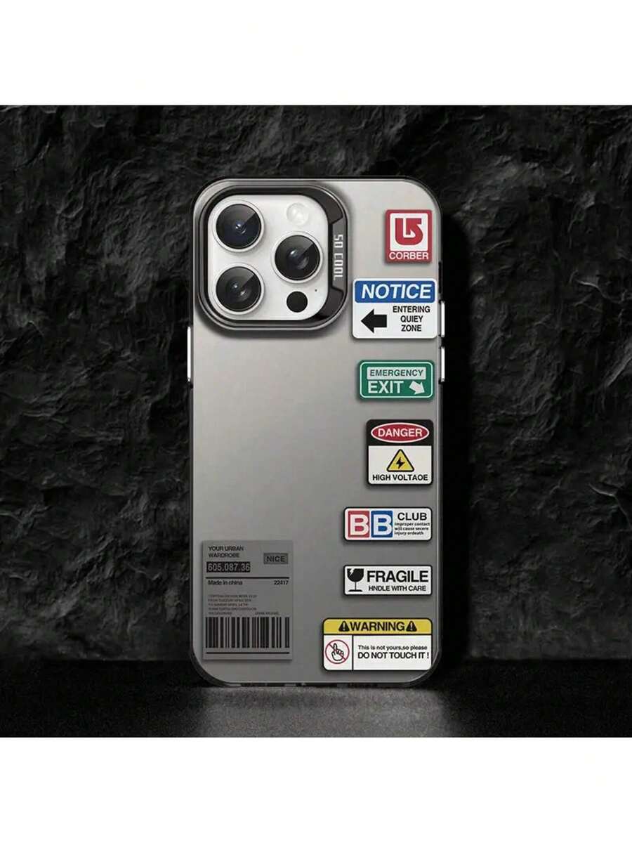 Funda de teléfono con patrón minimalista y etiqueta, adecuada para 16ProMax 16Pro 16Plus 16 15ProMax 15Pro 15Plus 15 14ProMax 14Pro 14Plus 14 13ProMax 13Pro 13 12ProMax 12 Pro 12 11ProMax 11Pro 11.Elegante funda resistente a impactos - Multicolor - Ver 1