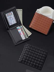 1pc Men's Woven Pattern Fashion Business Casual Multifunctional Clutch Wallet Card Holder - Multicolor - View 7