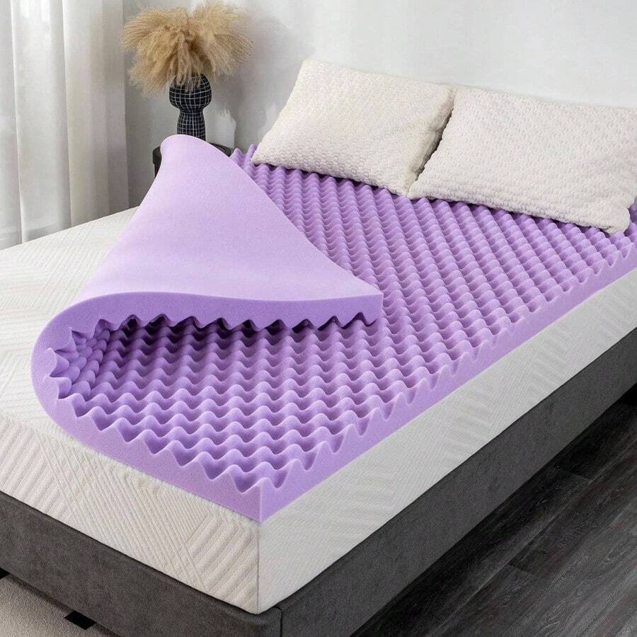 3 Inch Crate Twin Foam Mattress Topper, Cooling Gel Infused Foam Mattress Topper Pressure, CertiPUR - US Certified Twin Bed Topper, Purple, 38 Inch*75 Inch - 2英寸+皇后+紫色 - 查看 1