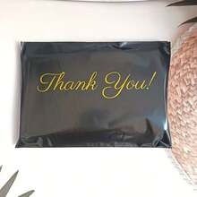 5/10/20/50/100个装黑色印花“谢谢”快递袋 | 适用于小包裹、多用途包装、自粘式、PP材质 - 彩色 - 查看 2