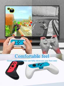 2 tay cầm điều khiển Switch Joy-Con, chống trượt, chống mồ hôi, chống rơi, chống trầy xước, nâng cao trải nghiệm chơi game, tương thích với Switch OLED và bộ điều khiển Switch - Đen+Trắng - Xem 6
