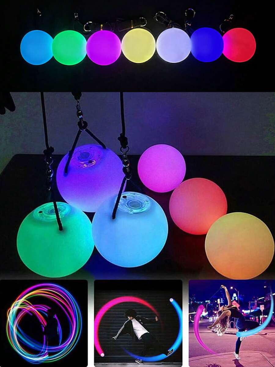 1 quả bóng lục lạc LED nhiều màu sắc nhấp nháy, bóng lục lạc nhấp nháy kích hoạt bằng nút bấm, đồ chơi phát sáng nhiều màu sắc, đạo cụ sân khấu, đạo cụ phát sáng thể dục, đèn trang trí lễ hội. - Nhiều màu - Xem 1