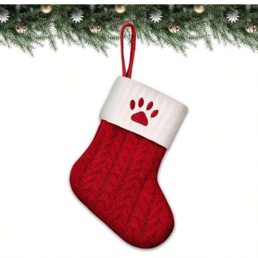 - Medias de Navidad personalizadas con letras iniciales de la A a la Z, punto de monograma individual de punto de Navidad bordado, rojo, blanco, chimenea, regalo ()(Perro) - Multicolor - Ver 1
