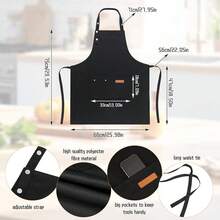 2 Pack Kitchen Aprons For Women, Adjustable CooFKing Aprons For Women With Pockets, Waterproof Chef Aprons,Black - Black - View 3