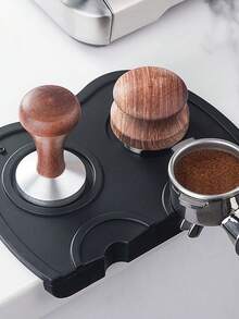 Silicone Espresso Coffee Tamper Mat With Cleaning Brush - Non-Slip Coffee Bar Organizer, Coffee Grounds Cleaning Brush, Bar Coffee Grounds Cleaning Brush, Protects Countertop, Easy To Clean And Dry, Organizes Coffee Space, Non-Slip Surface - Multicolor - View 9