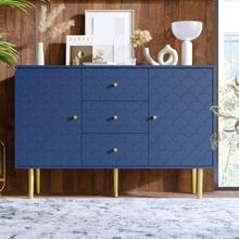 (=905467AAB) Chest Of Drawers/Sideboard With 2 Doors And 3 Drawers, Adjustable Shelf, For Living Room/Bedroom, Navy Blue, H 83/W 120/D 40 Cm - Navy Blue - View 5