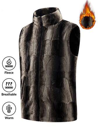 一件男士加厚保暖貂毛背心，冬季穿着温暖舒适。