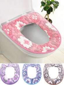 1个防水通用花瓣形马桶座垫，座垫，粘扣式座套，家用马桶座垫 - 彩色 - 查看 2
