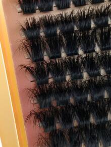 HINARIN 196 pièces Faux-cils en amas de courbure D 120D+160D Épais amas de faux-cils 10-20 mm Faux-cils individuels effilés Mega Volume Extensions de cils en amas DIY à la maison - D - Voir 6