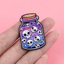 Magic Bottle Skeleton Lapel Pins For Backpack Badges Soft Enamel Pin Men Women Brooch For Clothes Jewelry Accessories Gifts - Black - View 6