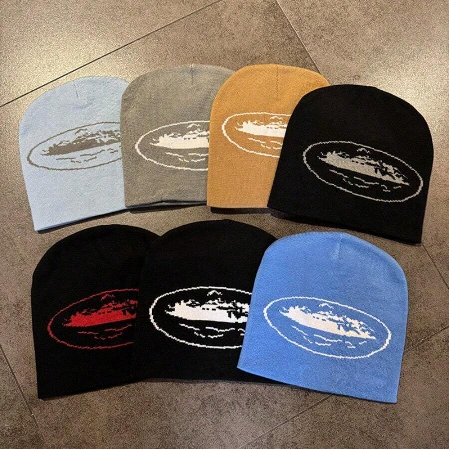 The New Cruise Knitted Hat Is Suitable For Keeping Warm In Autumn And Winter For Men And Women, Hip-Hop Rap Skateboard Cold Hat, Jacquard Pullover Hat. It Is Versatile For Couples, Knitted Cold Hat, Hooded Hat, Men's Outdoor Ear Protection, Super Warm, Lightweight And Breathable, Comfortable All Year Round, Suitable For Skiing, Hiking, Outdoor Activities, Hiking Accessories, Fashionable Hat Design, Durable Knitted Sweater Hat - Đen-Xám - Xem 1