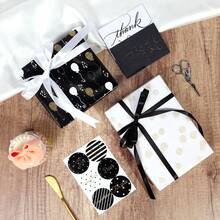 1 Roll Of Valentine's Day Mother's Day Wedding Party Gifts Birthday Gift Wrapping Paper Balloon Polka Dot Black And Gold Craft Diy Gift High-End Matching - Multicolor - View 7