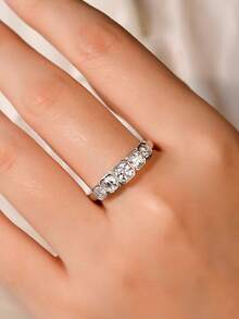 1 pieza Anillo de circonita cúbica de moda para mujer, regalo para boda, compromiso, Día de San Valentín o fiesta - 1# - Ver 6