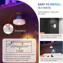 3个可充电橱柜灯，带遥控器，9种RGB颜色，磁条设计，可调光，适用于厨房、家居装饰 - 幻彩9色山丘燈 - 查看 10