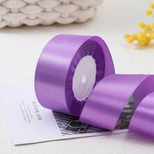1 Roll Of 1cm/4cm Wide Satin Ribbon, DIY Hair Accessories, Cake Decorations, Gift Wrapping, - Lilac Purple - View 4
