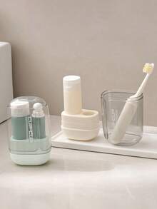 1 Set (Random Color) Travel Wash Cup Set, 3-In-1 Portable Rinse Cup, Toothbrush, Toothpaste Storage Box, Essential For Outdoor