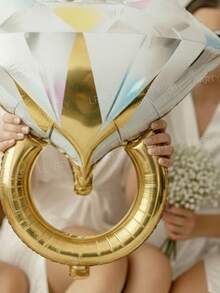 16件組 16英吋銀色/玫瑰金/洋紅色/金色字母「BRIDE」氣球，準新娘派對裝飾氣球套組 | 金色鑽戒氣球 + 10英吋珍珠白/珍珠粉/玫瑰金乳膠氣球 | 婚前派對、單身女派對 - 彩色 - 查看 10
