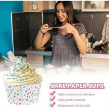 Tazas de pastel tazas de pastel de pastel desechable cajas de cupcakes para hornear tazas de postres arcoiris lunares helado tazones 100pcs(default) - Multicolor - Ver 5