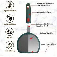 Tenta Kitchen - Espátula de silicona para panqueques para cocinar y hornear espátulas de huevo de goma resistentes al calor de 800 °F espátula redonda verde - Esptularedondaverde - Ver 4