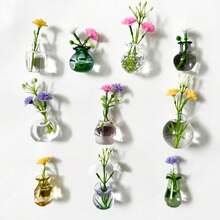 Cute Mini Vase Magnets For Fridge, Flower Pot Magnet, Tiny Magnetic Flower Glass Vases Refrigerator Accessories, Funny Aesthetic Plant Pot For Locker Office Kitchen Decoration, Small Magnet Bud Plant,TransparentGlass10 - 透明玻璃10 - 查看 1