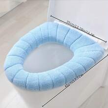 1件针织马桶座套，非电加热垫，100%涤纶柔软浴室盖套 - 保暖、舒适、易于安装和清洁！ - 彩色 - 查看 8