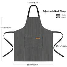 NLUS 2 Pack Kitchen CooFKing Aprons, Adjustable Bib Soft Chef Apron With 2 Pockets For Men Women (Black Pinstripes),BlackPinstripes - 黑條紋 - 查看 3