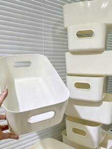 10个装浴室收纳篮，带提手收纳篮，适用于家庭、厨房、浴室、办公室、卧室，可作文具收纳、梳妆台化妆品收纳、塑料学习篮、厨房收纳篮，1/5/10个装