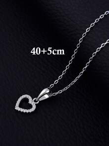 925 Sterling Silver Cubic Zirconia Paved 1 Set/1 Pair/1 Pc Romantic, Sparkling, Classic, Elegant & Fashionable Heart Shaped Jewelry Set/Earrings/Necklace For Women Perfect Decoration For Valentine's Day, Weddings, Engagement, Anniversary, Daily Life, Festivals, Holiday Travels, Birthdays, Parties & Dates Bridal Jewelry Valentines - Silver - View 8