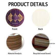 1 set/6 piezas Juego de posavasos de madera con diseño de media luna y farol - Diseño floral elegante, adecuado para decoración de mesa, fiestas, cafés y cocinas, decoración islámica del hogar, posavasos redondos de madera para la cocina, mesa de comedor, reuniones y cafés - Posavasos de madera - Ver 8