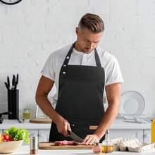 2 Pack Kitchen Aprons For Women, Adjustable CooFKing Aprons For Women With Pockets, Waterproof Chef Aprons,Black - Black - View 7