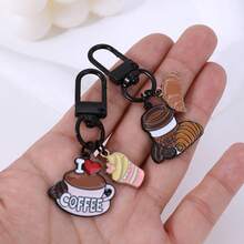 1 chiếc cốc cà phê thực phẩm và đồ uống sáng tạo thời trang chân thực, móc khóa hình kem, móc khóa điện thoại bằng hợp kim đa năng thông thường, móc khóa chữ cốc cà phê dùng hàng ngày - Nhiều màu - Xem 4
